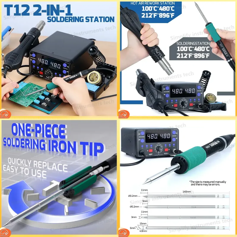 775W Soldering Station 2 in 1  - Hot Air Rework Station T12 评论和价格