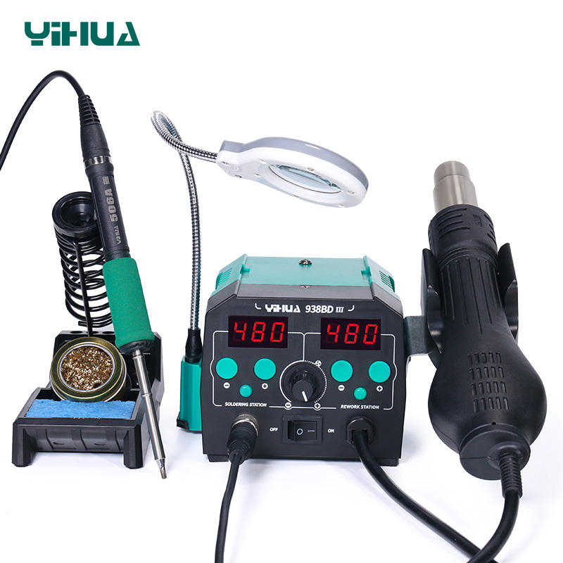 YIHUA 938BD-III 775W 2 in 1 T1 - Hot Air Rework Station T12 评论和价格