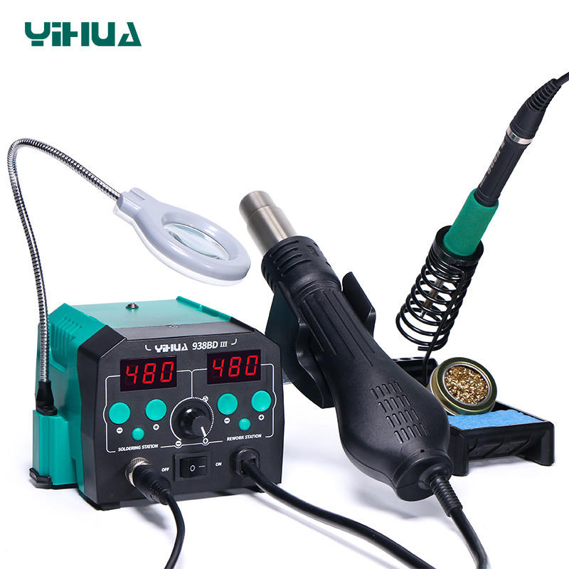 YIHUA 938BD-III 775W 2 in 1 T1 - Hot Air Rework Station T12 评论和价格