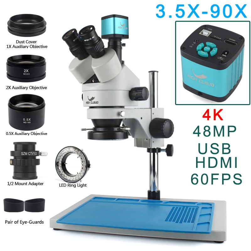 3.5X-90X Simul-Focal Stereo Tr - Stereo Trinocular Microscope Pcb 评论和价格